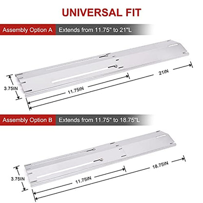 Universal Grill Heat Plates Heat Tents Heat Shields for Gas Grill, Adjustable Barbecue BBQ Grill Flame Tamers Burner Covers Heat Deflectors, Stainless Steel Gas Grill Replacement Parts, 4-Pack - color: 4-Pack