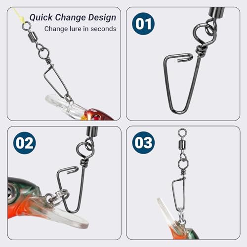 Barrel Stainless Snap Swivels Strength Saltwater Lure Connector Fishing Steel Clips Fishing Swivel Rolling Black Nickel