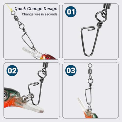 Barrel Stainless Snap Swivels Strength Saltwater Lure Connector Fishing Steel Clips Fishing Swivel Rolling Black Nickel
