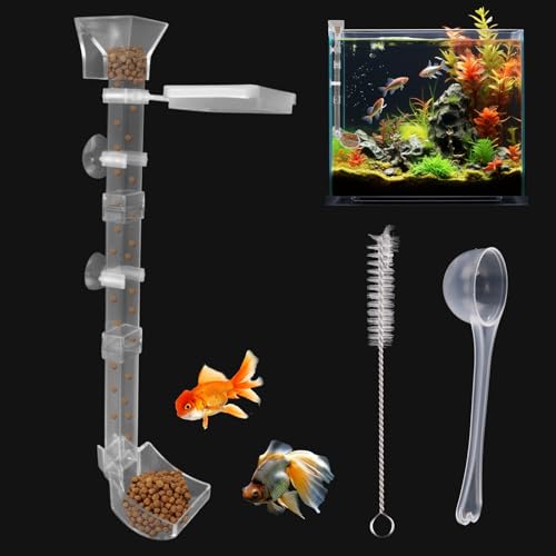 Shrimp Feeding Dish Set, Aquarium Fish Shrimps Feeder Set, Transparent Shrimp Feedings Tube, Fish Tank Feedings Supplies with Feeding Ring Cleaning Brush for Fishs Tank Aquarium (Clear)