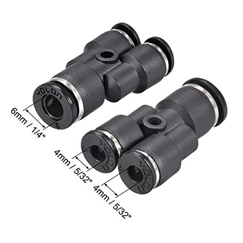 uxcell Plastic Connect Y Splitter Push To Tube Fittings 6mm X 4mm OD Push Lock 6pcs