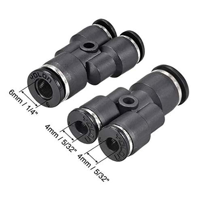 uxcell Plastic Connect Y Splitter Push To Tube Fittings 6mm X 4mm OD Push Lock 6pcs