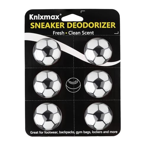 Knixmax Shoe Deodorizer Balls Strong, Odor Eliminator for Sneaker Gym Bag Closet Locker, Work Boot Drawer Freshener, Unpleasant Smell Remover Ball for Men Women Teens, 6 Packs Fresh Linen Soccer - color: Soccer: Fresh Linen