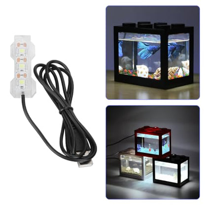 Small Aquarium Light, USB Fish Tank Light Water Plant Light Bar Desktop Mini Decoration LED Lamp for Office Desk Planted Freshwater Saltwater Betta Micro Landscape Daily Lighting Cold White
