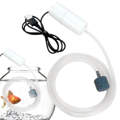 Mini Water Pump Submersible - USB-Charged Mini Submersible Pump with Stable Air Release | 5V USB Water Small Oxygenator for Small Fish Farming Fish Tank - color: White
