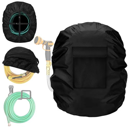 Wall-Mounted Hose Holder Cover , Extends Hose & Hose Hook Lifespan,Weatherproof Protection Against Rain, Sun & Snow(Black Cover Only) - color: Black - Wall-Mounted Hose Holder Cover, size: 0-150FT