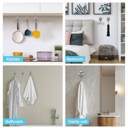 2 Pack Suction Cup Hooks for Shower, Bathroom, Kitchen, Glass Door, Mirror, Tile – Loofah, Towel, Coat, Bath Robe Hook Holder for Hanging – Waterproof Wreath Hanger (2Pack, Gun-Grey)