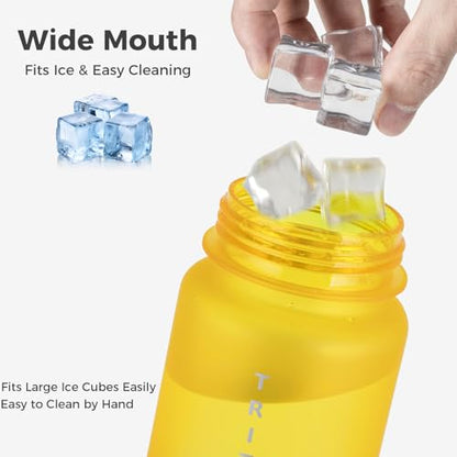 32oz Clear Tratin Water Bottle with Chug Lid - color: Yellow