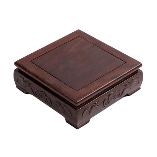 GOLDY&WENDY Square Solid Wood Base Handmade Carved Rosewood Display Stand Vase Teapot Aquarium Lamp Pedestal