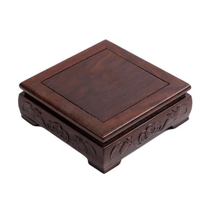 GOLDY&WENDY Square Solid Wood Base Handmade Carved Rosewood Display Stand Vase Teapot Aquarium Lamp Pedestal