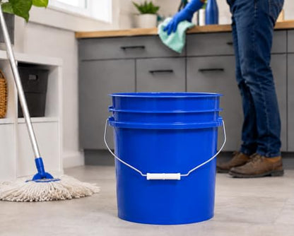 5 Gallon Premium HPDE Plastic Bucket - Made in USA Food Grade Storage Container, BPA Free All Purpose Pail (2, Blue) - color: Blue