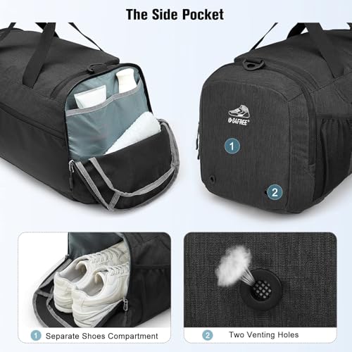 G4Free 45L/60L 3-Way Duffle Backpack Gym Bag with Wet Pocket & Shoes Compartment Sports Travel Weekender Overnight Duffel Bag - color: Dark Grey, size: 45l