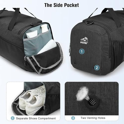 G4Free 45L/60L 3-Way Duffle Backpack Gym Bag with Wet Pocket & Shoes Compartment Sports Travel Weekender Overnight Duffel Bag - color: Dark Grey, size: 45l