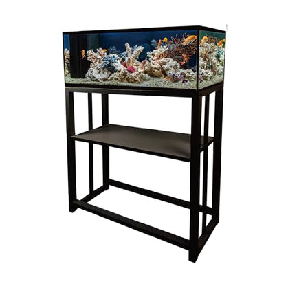 Fish Tank Stand,10 Gallon Heavy Duty Metal Aquarium Stands, Reptile Tank, Turtle Tank, Breeder Tank Stand, 220LBS Capacity Terrarium Stand Rack with 2-Tier Storage Shelves (Black, 24.8"x9.2"x30")
