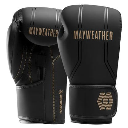 Hayabusa Mayweather Contender Boxing Gloves for Men and Women - color: Black/Gold, size: 12oz