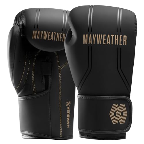 Hayabusa Mayweather Contender Boxing Gloves for Men and Women - color: Black/Gold, size: 16oz
