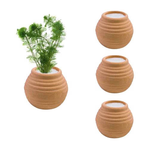 4 Pack Aquatic Plants Fixed Ring Set, Anti-Floating Ceramic Planter for Fixing Water Plants, Aquarium Decoration Fish Tank Accessories Landscaping Ornaments, Red - color: Red