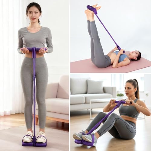 Fitness Resistance Bands- 6 Tube Pedal Ankle Puller with Handle & Tensile Rope for Exercise Sit Up Exercise Equipment Elastic Home Gym Equipment for Women Men - size: 8