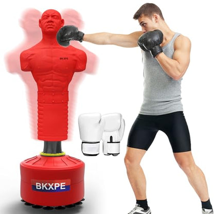 Heavy Duty Punching Bag Stand, Free Standing Boxing Dummy for Home Gym - color: RED-2