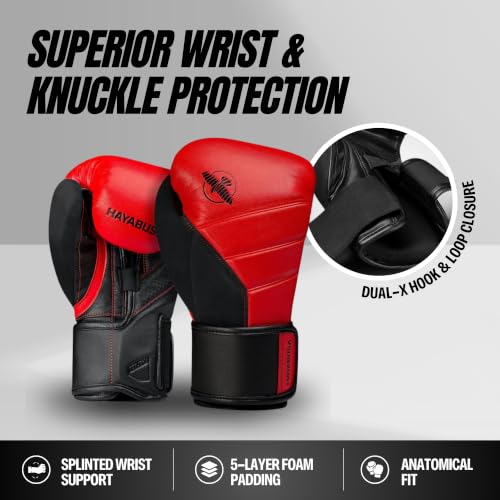 Hayabusa T3 Boxing Gloves - Sparring - color: Red/Black, size: 14oz