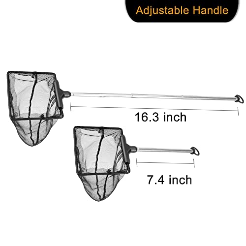Aquarium Net with Extendable Stainless Steel Long Handle, Fine Mesh for Fish Tank