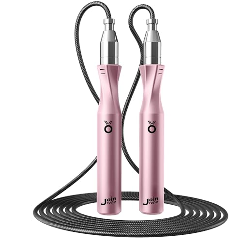 Weighted Jump Rope,Dual Bearing Smooth Rotation Speed Jump Rope, One-Button Push Adjustable Length for Men Women, Workout with Metal Handles for Fitness, Home Exercise & Slim Body - color: Pink