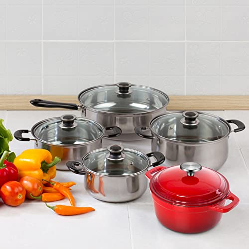 Hotop 4 Sets Dutch Oven Knob Stainless Steel Replacement Knob Pot Lid Handle Compatible with Le Creuset, Aldi, Lodge and Other Enameled Cast-Iron Dutch Oven (Silver) - color: Silver