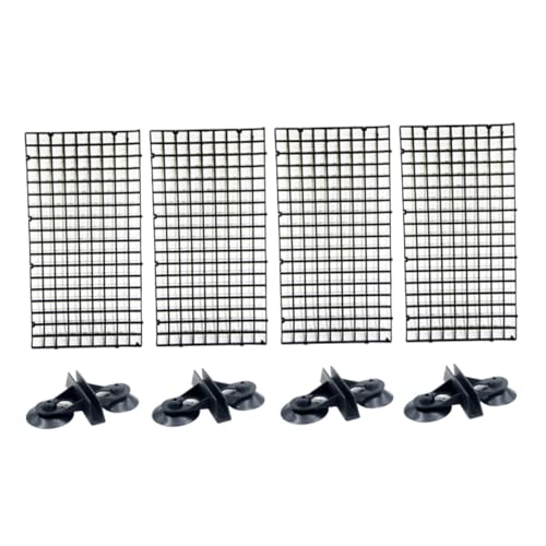 ORFOFE 30x15cm Grid Divider for Fish Tank Spliced Lattice Plate Aquarium Supplies 4 Suction Cups - color: Black