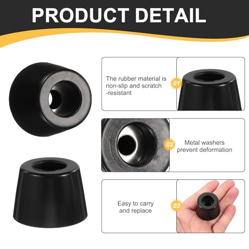 HARFINGTON 8Pcs Anti Vibration Rubber Feet 1.4"L x 1.1"W x 1"H 0.3"Dia Isolator Rubber Bumper Air Compressor Foot Pads for Generators Pressure Washers, Black