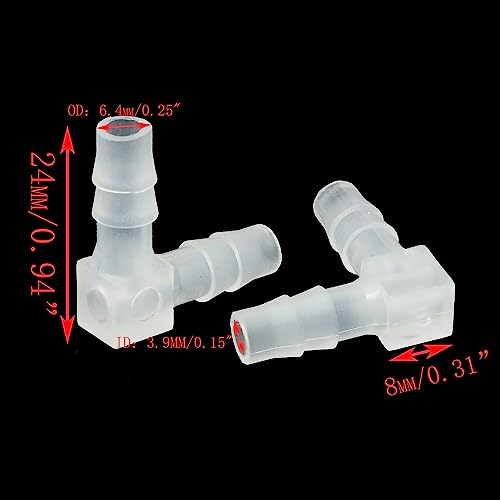 10PCS 1/4" White L Type Elbow Plastic Water Pipe Fitting Hose ID 90 Degree Barb Fitting 2 Way Equal Barbed Joint Splicer Mender Union Adapter