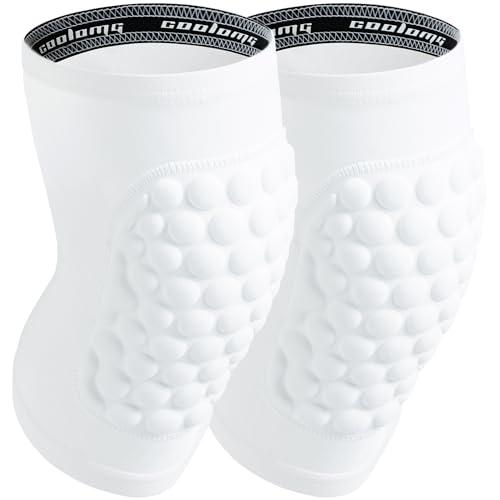 COOLOMG Basketball Knee Pads for Kids Youth Adult - color: White Bubble, size: X-Large