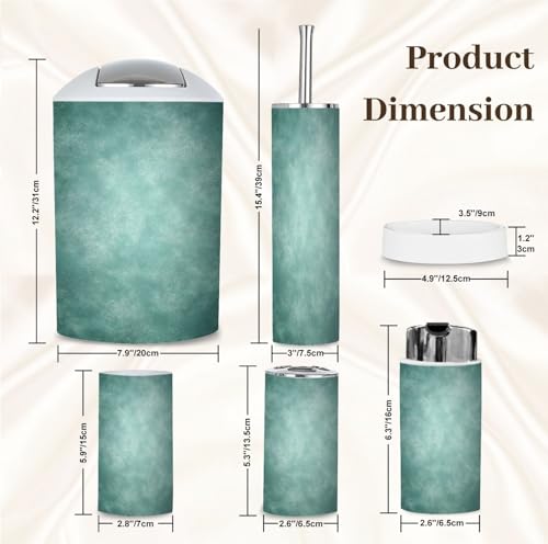 Bathroom Accessory Set 6 Piece Celadon Grunge Gray Sea Foam Green Color Abstract Trash can, Toothbrush Holder, Toothbrush Cup, Soap Dispenser, Soap Dish, Toilet Brush Holder - color: Color9