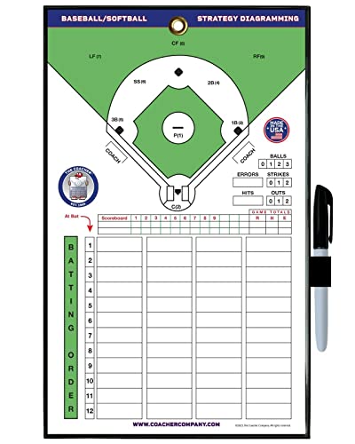 The Coacher Premium Magnetic Baseball Softball Line-Up Board - Made in the USA
