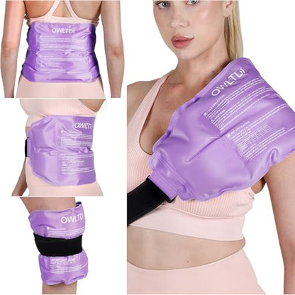 Ice Packs Soft Flexible Gel Pack for Injuries Reusable Cold Hot Therapy for Shoulder Knee Back Elbow Leg Hip Arm for Muscle Relief & Recovery 17.5'' x 9.5'' Purple - color: Purple