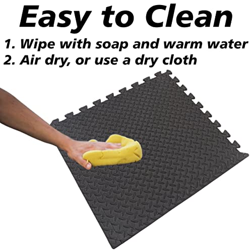 Interlocking Foam Tiles ½-inch Thick Exercise Mat - Soft Supportive Cushion for Exercising or Gym Equipment Floor Protection - SciencePurchase (24 Sqare Feet (6 Tiles))
