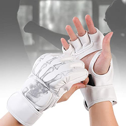 Boxing Gloves MMA Half Mitts Hand Guard Open Palm Gear Half Finger Sport Mittens PU Leather Thicken Pad Breathable Suitable for Grappling