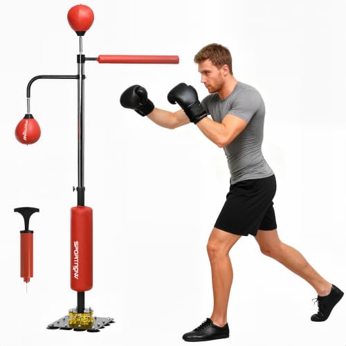 Soozier Boxing Bag Stand with Speed 55.1" to 80.7" - color: Red