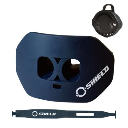 O Shield Core Football Mouth Guard, Detachable Strap | Football Mouth Guard with Detachable Strap — No-Boil Ready Fit, BPA-Free, Brace-Friendly, Includes Carrying Case - color: Navy Blue