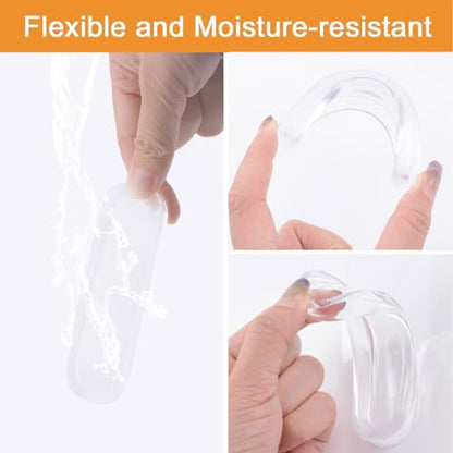 MOROBOR Clear PU Self-Adhesive Pulls, 4 Pcs Recessed Finger Pulls Oval Sliding Door Handles Clear Instant Cabinet Drawer Handle for Glass Doors Window Drawer Dresser - size: 4.2IN