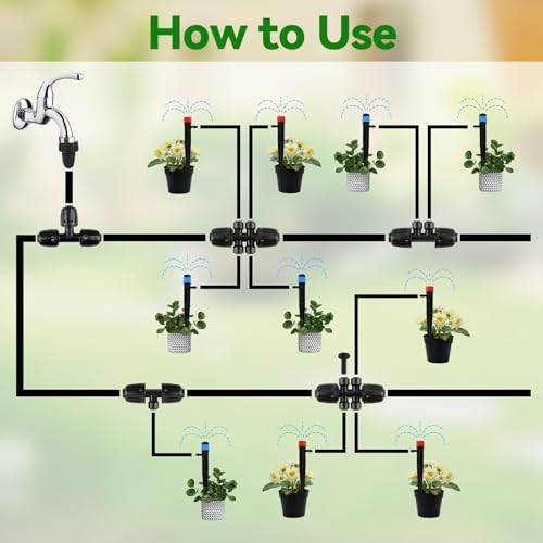 Kalolary 8PCS 1/2'' to 1/4'' Drip Irrigation Fittings Barbed Tee Quick Connector, Push-to-Fit Drip Irrigation Parts Anti-Leak Locked Splitter Fitting for Irrigation Tubing with 3-Way Connector