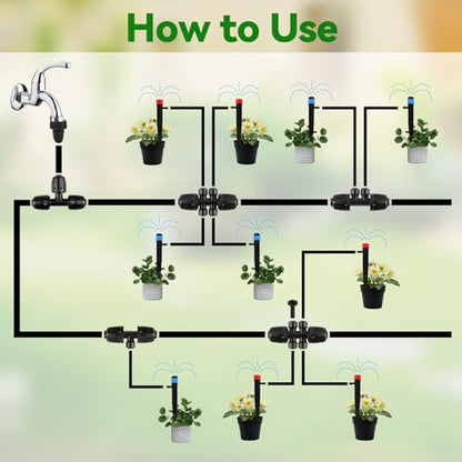 Kalolary 8PCS 1/2'' to 1/4'' Drip Irrigation Fittings Barbed Tee Quick Connector, Push-to-Fit Drip Irrigation Parts Anti-Leak Locked Splitter Fitting for Irrigation Tubing with 3-Way Connector