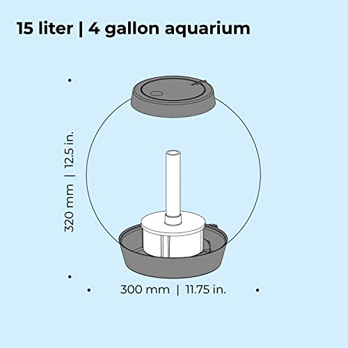 biOrb Classic 15 Acrylic 4-Gallon Aquarium with White LED Lights Modern Compact Tank for Tabletop or Desktop Display, Silver-Trimmed Tank