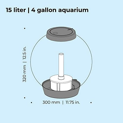 biOrb Classic 15 Acrylic 4-Gallon Aquarium with White LED Lights Modern Compact Tank for Tabletop or Desktop Display, Silver-Trimmed Tank