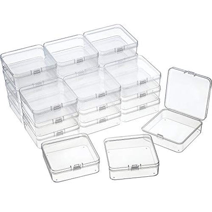 SATINIOR 24 Packs Small Clear Plastic Beads Storage Containers Box with Hinged Lid for Storage of Small Items, Crafts, Jewelry, Hardware(2.9 x 2.9 x 1 Inches) - size: 2.9 x 2.9 x 1 in