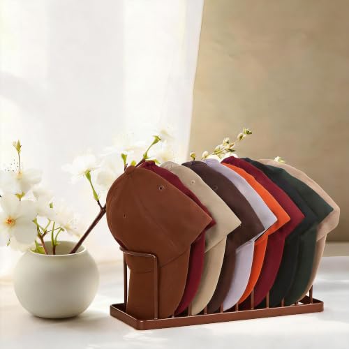 Hat Organizer for Baseball Caps - 2 Pack Hat Stand Holds 20 Caps | Heavy Duyt Hat Rack, Space Saving Hat Holder, No Assembly Required for Tabletop, Closet, Wardrobe, Preserves Hat Shape Brown - color: Brown 2 Pack