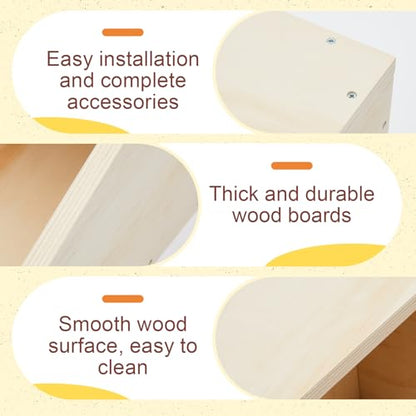 2 Pack Wood Rabbit Nesting Box, 21x11.25x10 Inch Wooden Hutch Hideout for Breeding, Natural Burrow Den Alternative for Rabbits & Small Animals - size: 21x11.25x10 Inch