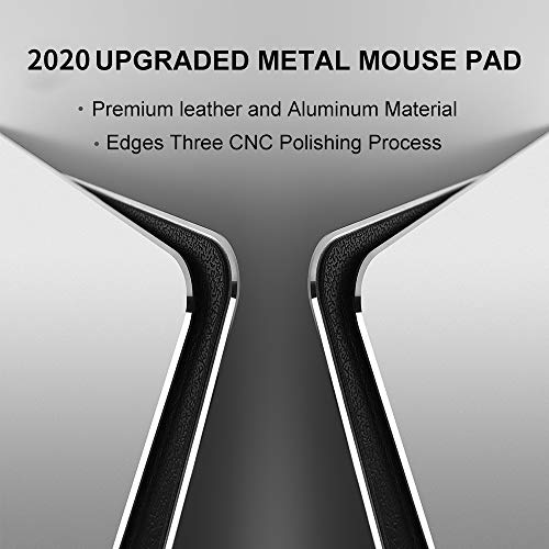 Hard Metal Silver Aluminum Mouse Pad Mat Ultra Thin Big XL Double Side Design Mouse Mat Waterproof Fast and Accurate Control for Gaming and Office(Large 11.81X9.45 Inch)