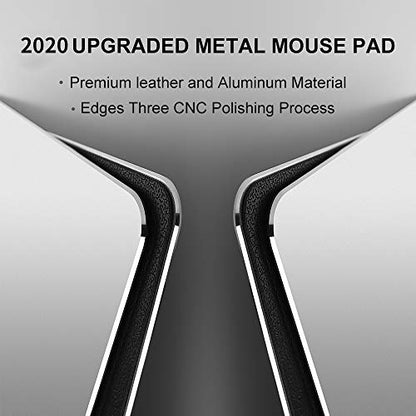 Hard Metal Silver Aluminum Mouse Pad Mat Ultra Thin Big XL Double Side Design Mouse Mat Waterproof Fast and Accurate Control for Gaming and Office(Large 11.81X9.45 Inch)
