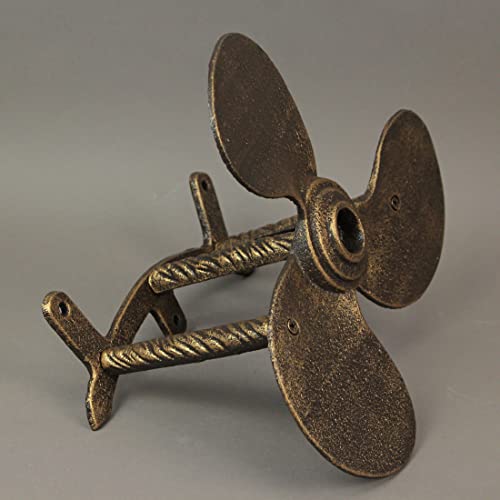 Bronze Finish Cast Iron Boat Propeller Wall-Mounted Decorative Garden Hose Hanger - Nautical Outdoor Hose Holder Decor to Add Maritime Charm to Your Garden