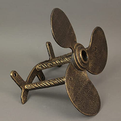Bronze Finish Cast Iron Boat Propeller Wall-Mounted Decorative Garden Hose Hanger - Nautical Outdoor Hose Holder Decor to Add Maritime Charm to Your Garden